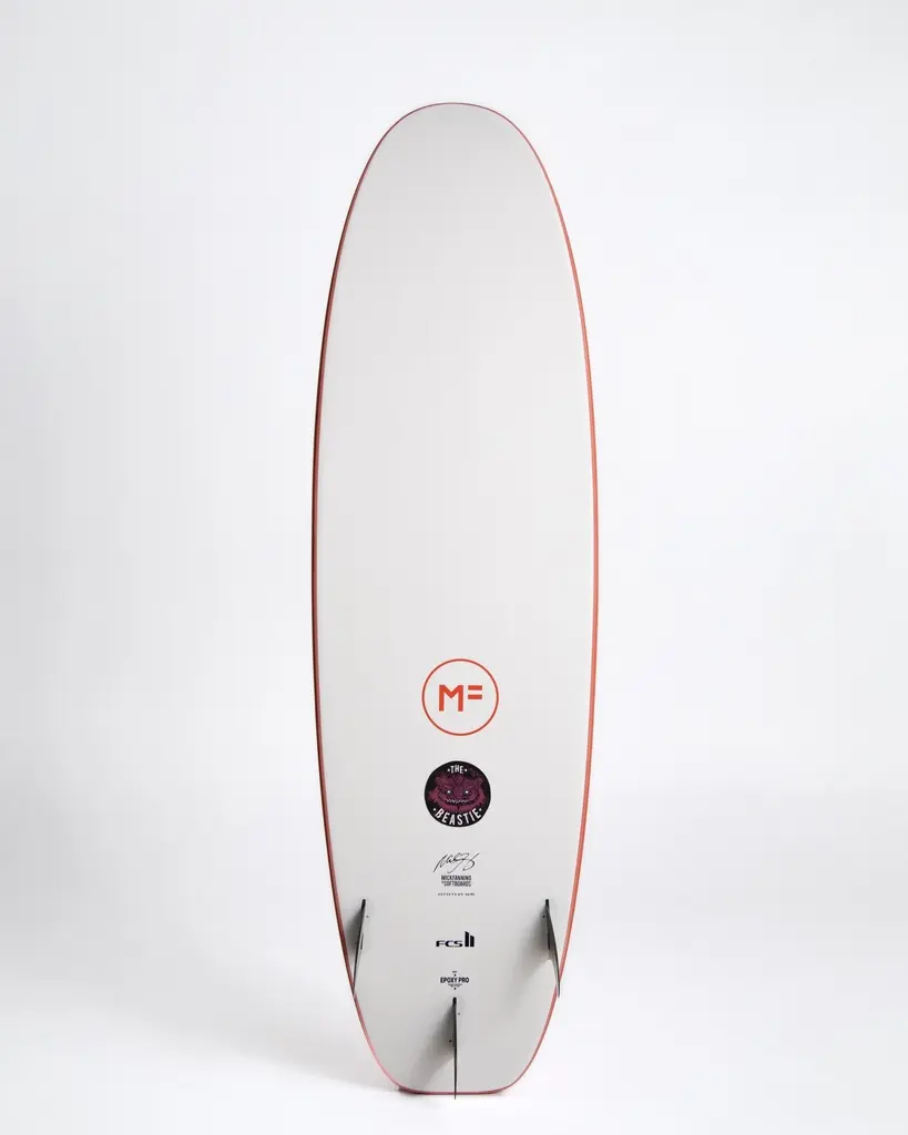 MF Beastie epoxy FCSII surfboard Rust bottom view.webp
