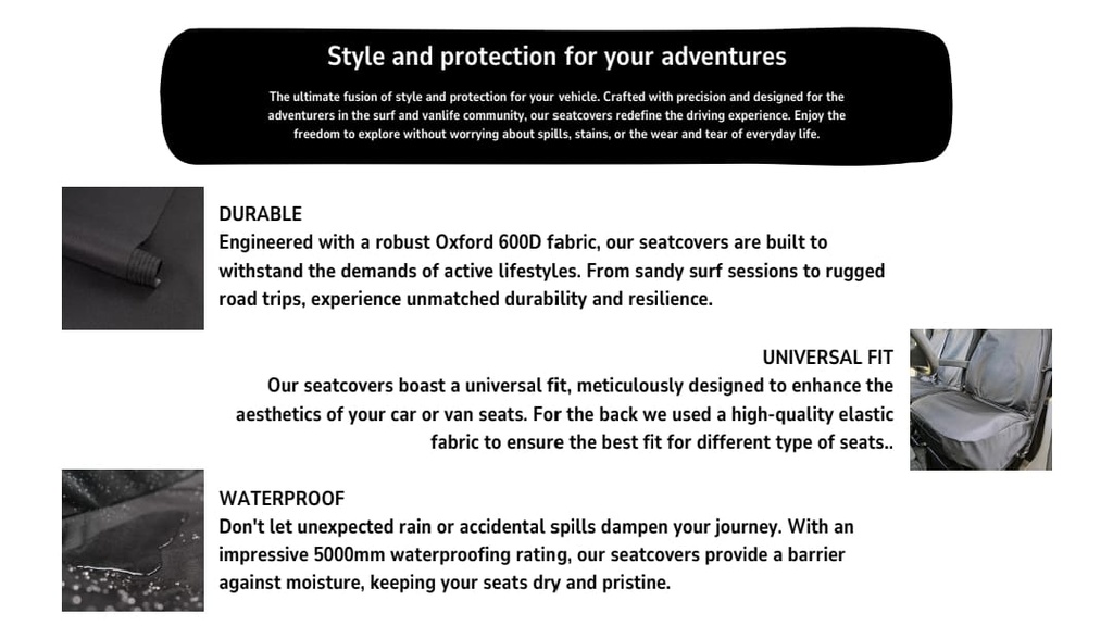 ALOHA DOUBLE SEAT COVER BLACK