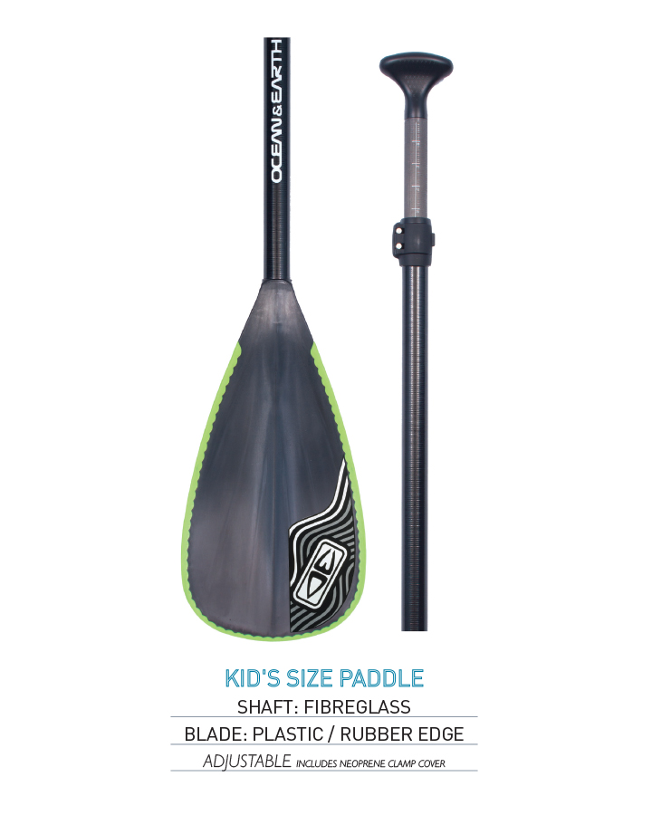 O&E Kids fibreglass shaft plastic blade rubber