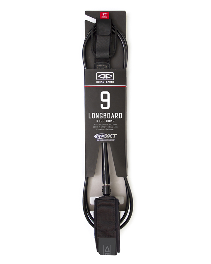 [LKC90XT] O&E Longboard knee comp xt 9'0 one piece leash (Black)